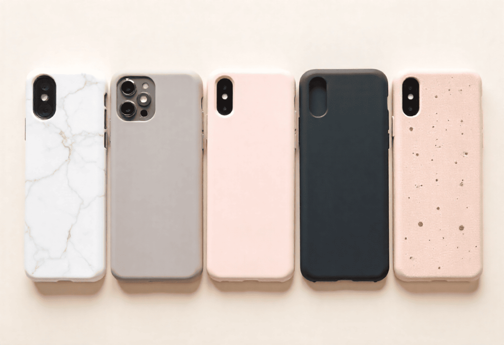 Meerdere telefoonhoesjes op een rij