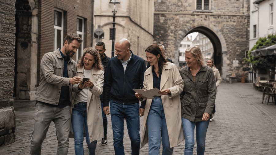 collega's teamopdrachten in stad